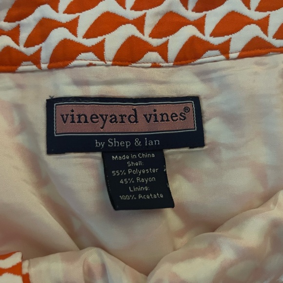 Vineyard Vines Margo Orange & White Fish Print Skirt with buttons - Picture 2 of 2